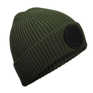 Beechfield Unisex Adult Fashion Circular Patch Beanie / Olive Green/Black